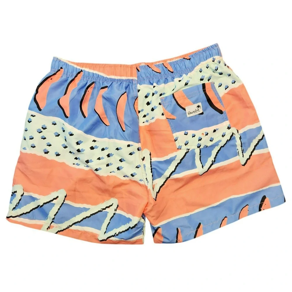 Boardies Apparel Mens Abstract Geometric Swim Trunks‎ Blue Coral Large